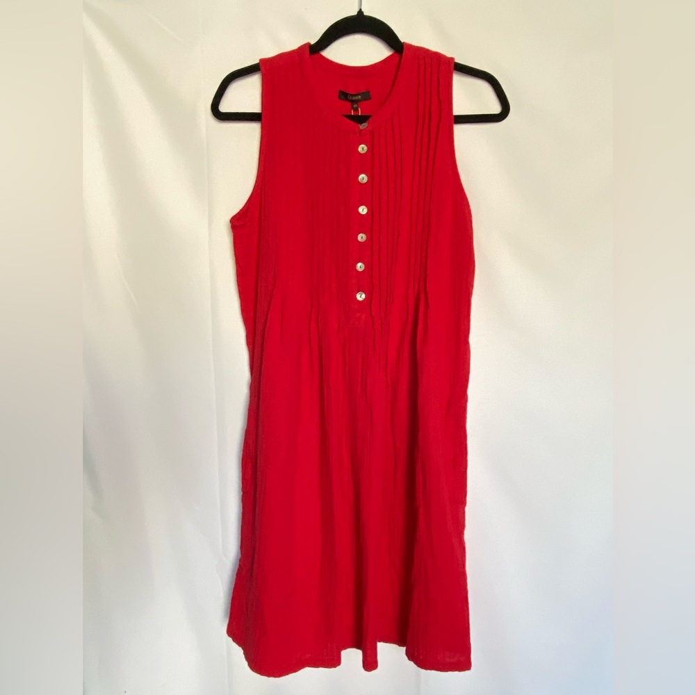 Quince Bold Red sleeveless dress 100% organic cotton size XS